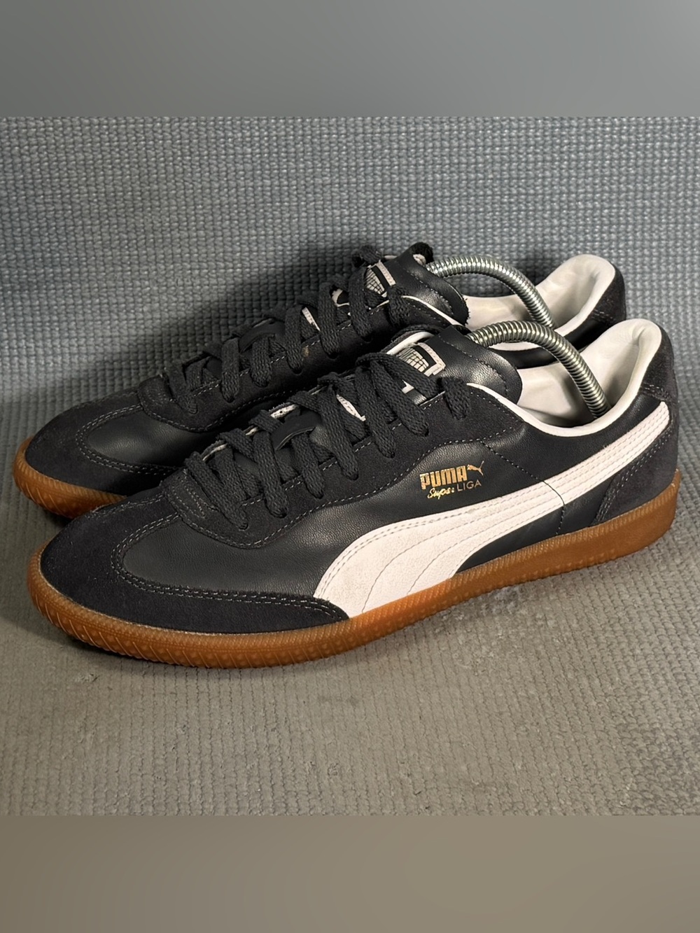 Puma Men’s Super Liga OG Retro Black Suede Sneakers Size 10